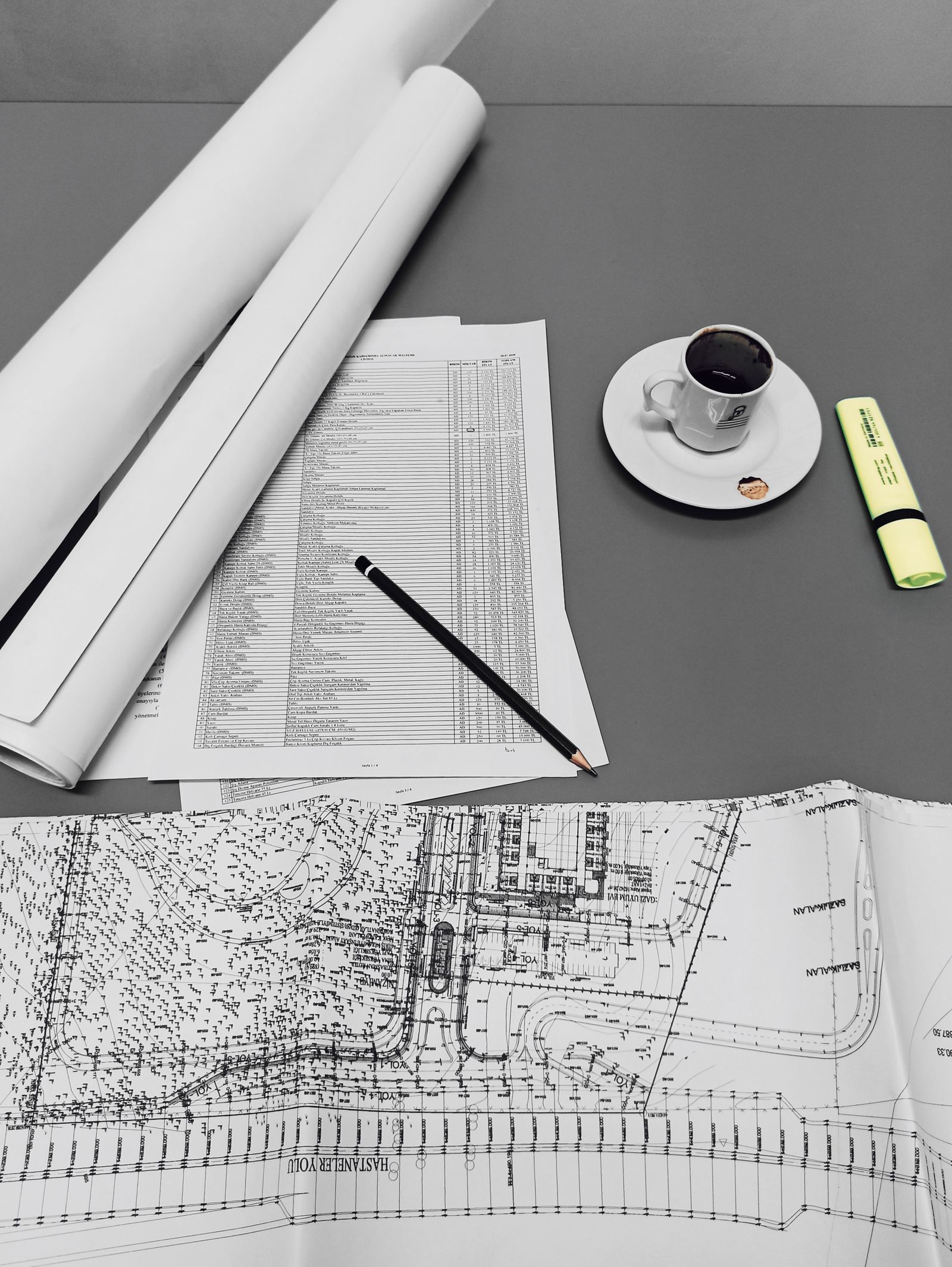 Landscape plan on a desk