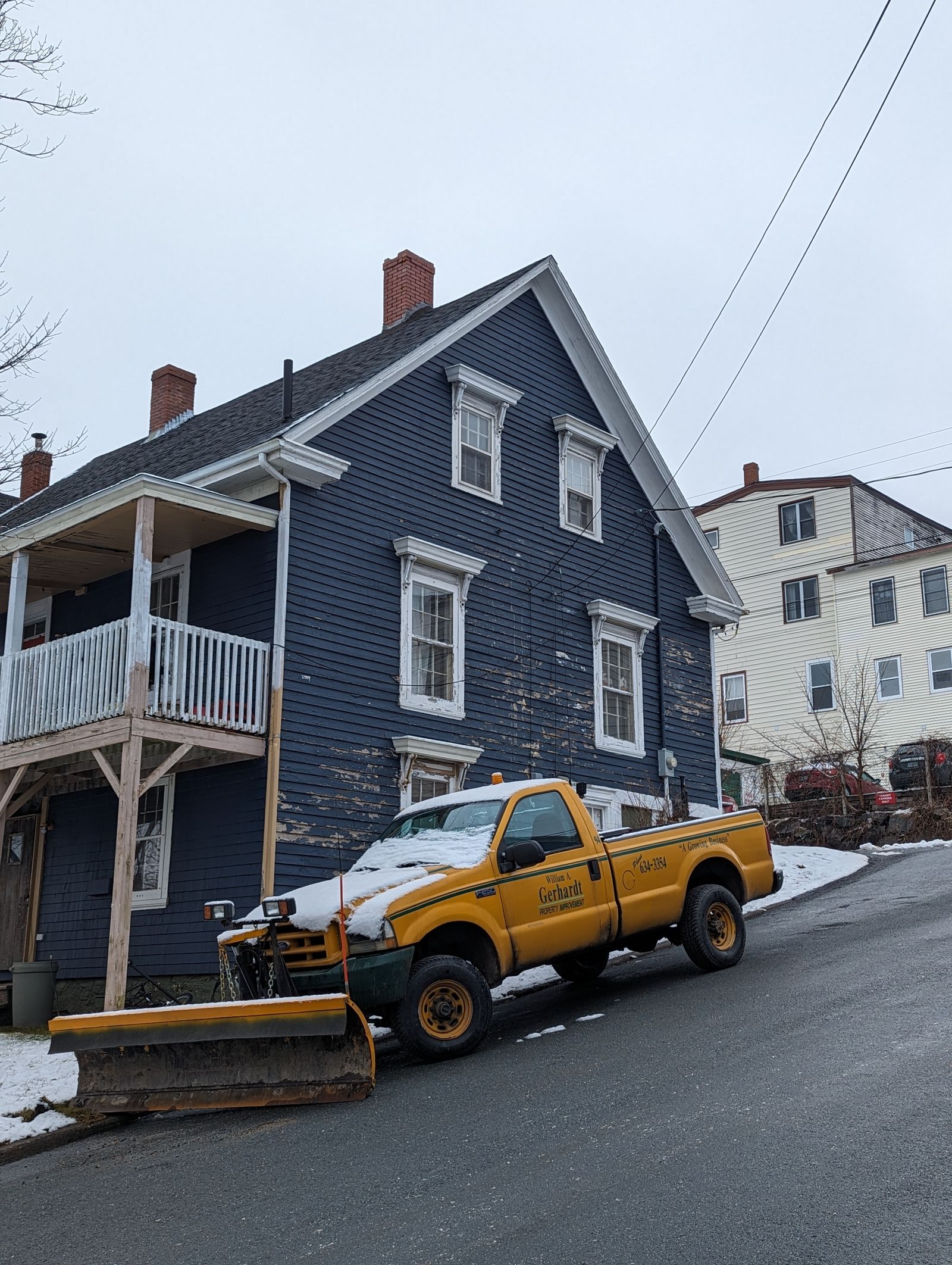 Plow truck on a snowy street